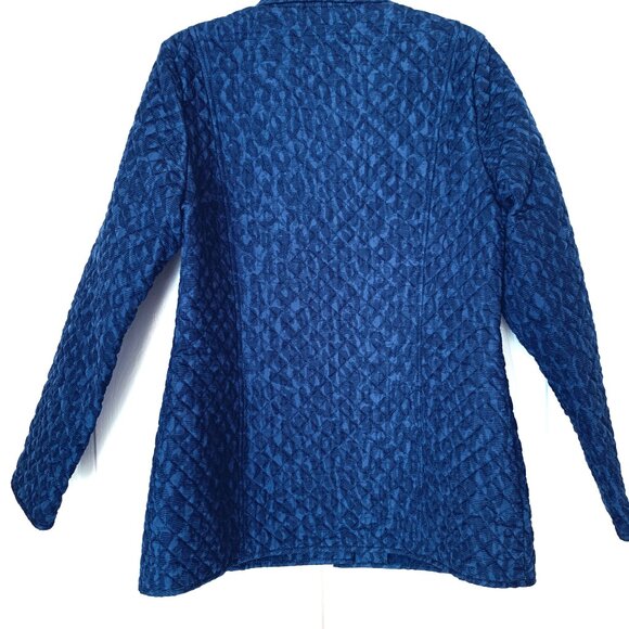 Chico’s Quilted Jacket Women’s 2 Shades of Blue Lightweight Snap Front – Size Sm - Picture 6 of 7